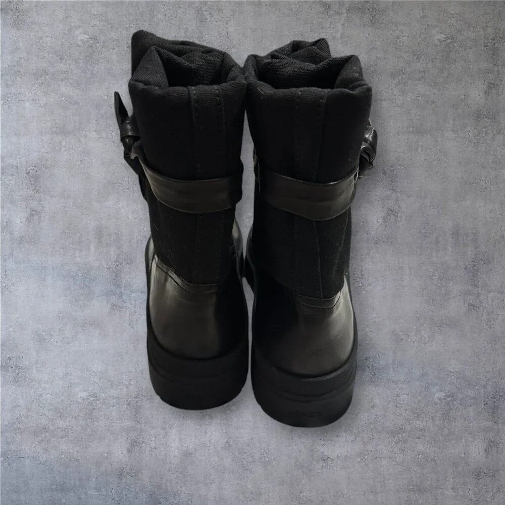 NEW $590 - KENZO Boots/booties Woman's EU SIZE 38 Black LEATHER/CANVAS